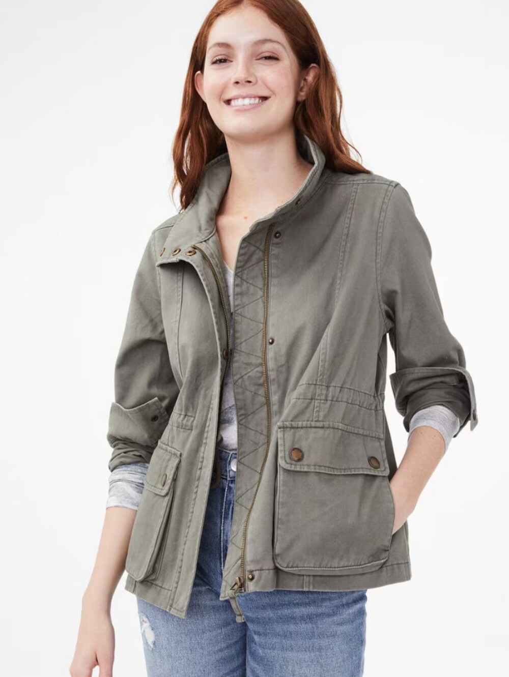 Aeropostale Camo Green Lightweight Utility Jacket